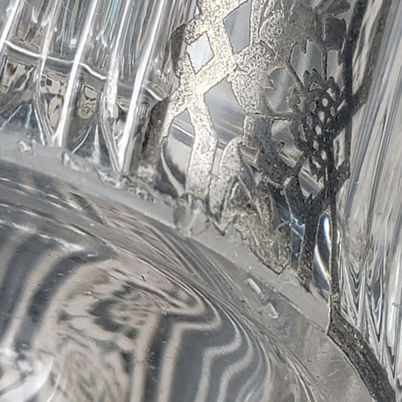 Silver Accented Fluted Glass Vase Vintage Hollywood Deco Style PR311 - Picture 12 of 13